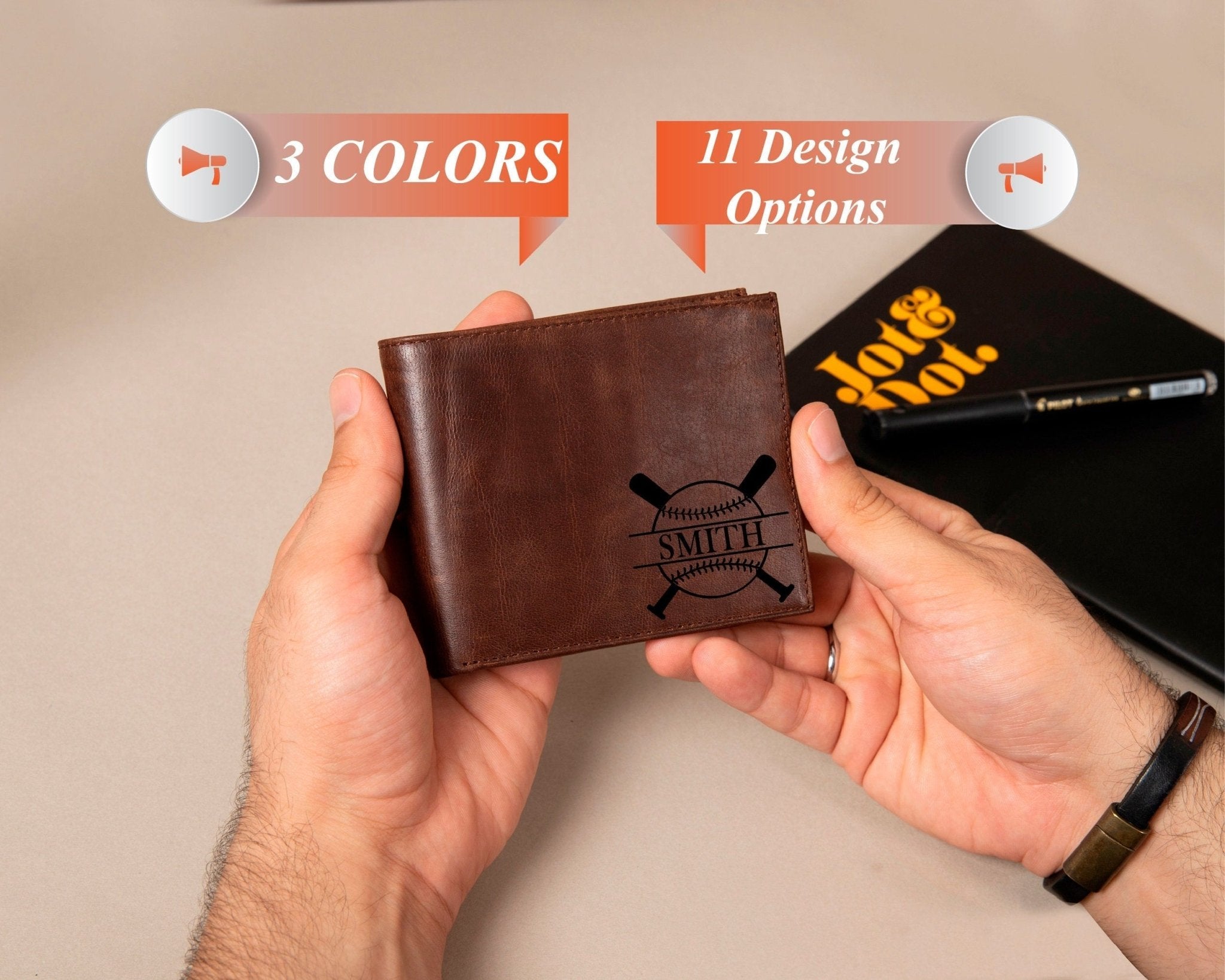 Baseball Wallet • Full - Grain Leather ID Wallet • Customized Gift - The Lush Gifts - Baseball Wallet • Full - Grain Leather ID Wallet • Customized Gift - The Lush Gifts - The Lush Gifts - Baseball Wallet, Personalized Leather Wallet for Boys, Custom Wallet Leather Gift, Baseball player Boyfriend Gift, Valentines Day Gift Man - Customized Leather Gift - Personalized Leather Gift