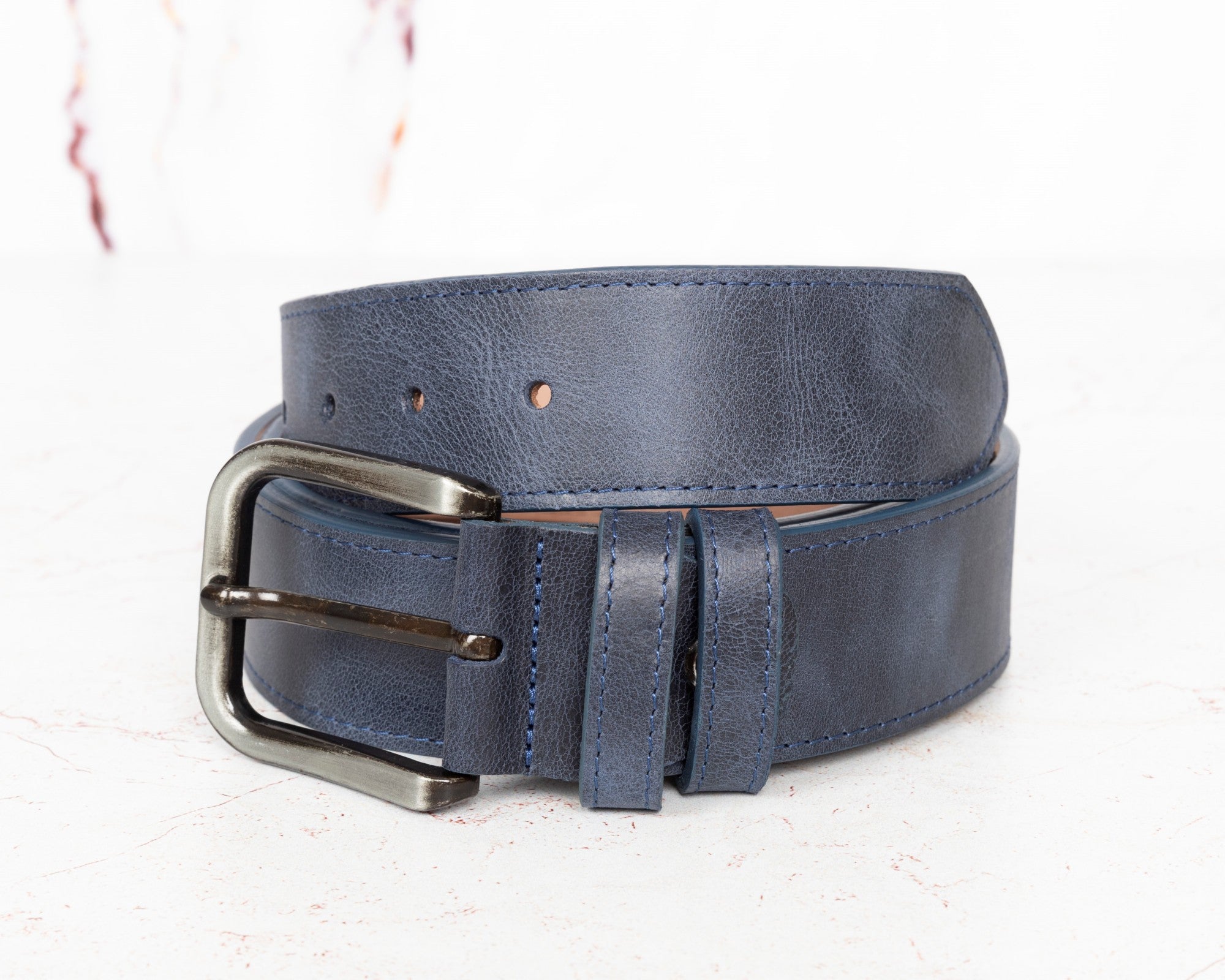 Customized Leather Belt • Personalized Gift For Him - The Lush Gifts - Customized Leather Belt • Personalized Gift For Him - The Lush Gifts - The Lush Gifts - a blue leather belt with a metal buckle - Customized Leather Gift - Personalized Leather Gift