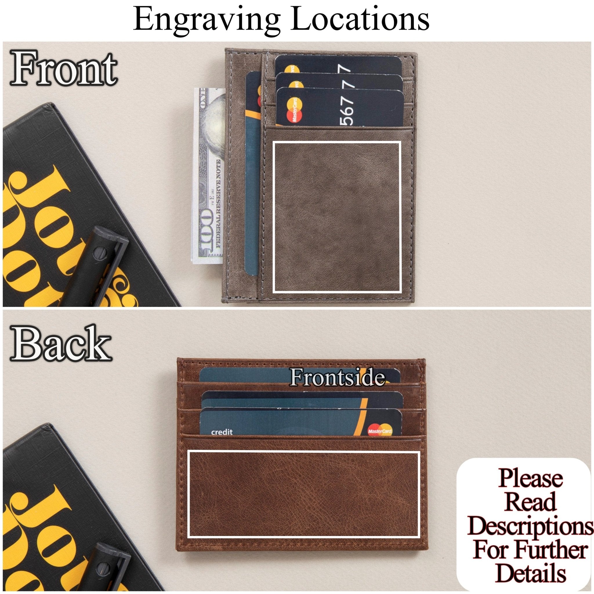 Full - Grain Leather Card Wallet • Customized RFID Pocket Wallet • For Him - The Lush Gifts - Full - Grain Leather Card Wallet • Customized RFID Pocket Wallet • For Him - The Lush Gifts - The Lush Gifts - Personalized Front pocket wallet, Custom Christmas Gift for Dad, Slim Leather RFID Wallet, Birthday Gift Boyfriend Husband Grandpa Boys Man - Customized Leather Gift - Personalized Leather Gift