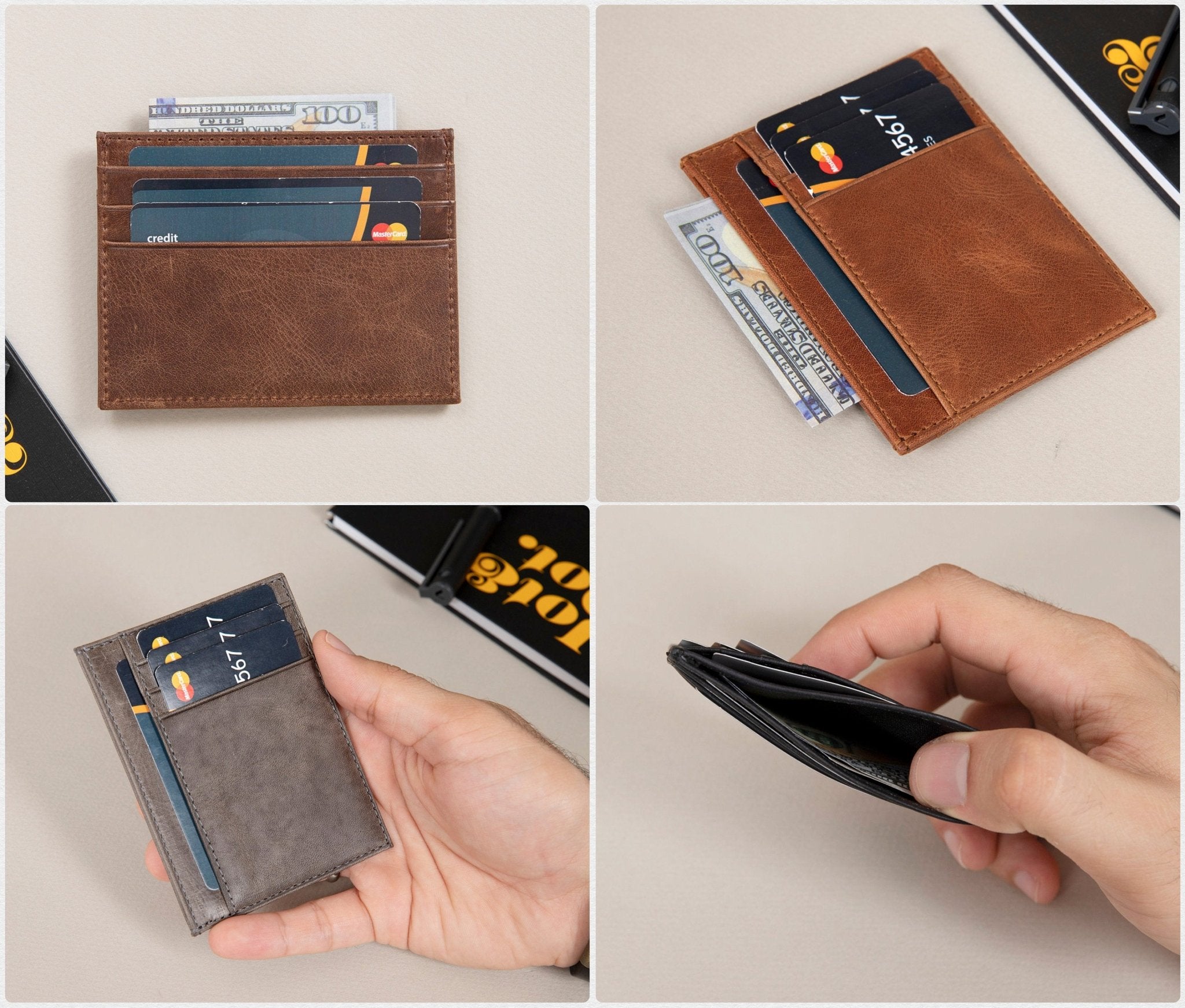 Full - Grain Leather Card Wallet • Customized RFID Pocket Wallet • For Him - The Lush Gifts - Full - Grain Leather Card Wallet • Customized RFID Pocket Wallet • For Him - The Lush Gifts - The Lush Gifts - Personalized Front pocket wallet, Custom Christmas Gift for Dad, Slim Leather RFID Wallet, Birthday Gift Boyfriend Husband Grandpa Boys Man - Customized Leather Gift - Personalized Leather Gift