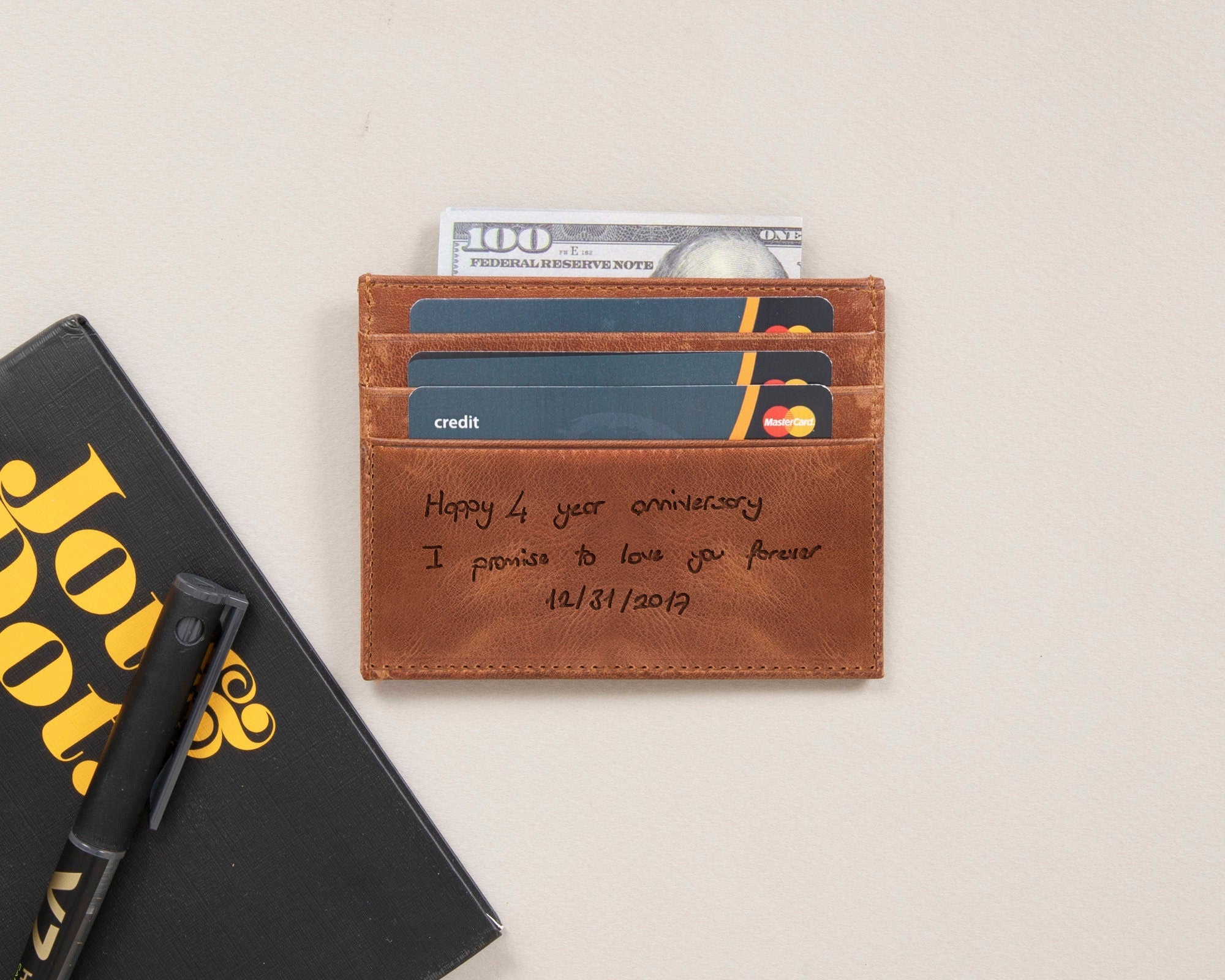 Full - Grain Leather Card Wallet • Customized RFID Pocket Wallet • For Him - The Lush Gifts - Full - Grain Leather Card Wallet • Customized RFID Pocket Wallet • For Him - The Lush Gifts - The Lush Gifts - Personalized Front pocket wallet, Custom Christmas Gift for Dad, Slim Leather RFID Wallet, Birthday Gift Boyfriend Husband Grandpa Boys Man - Customized Leather Gift - Personalized Leather Gift