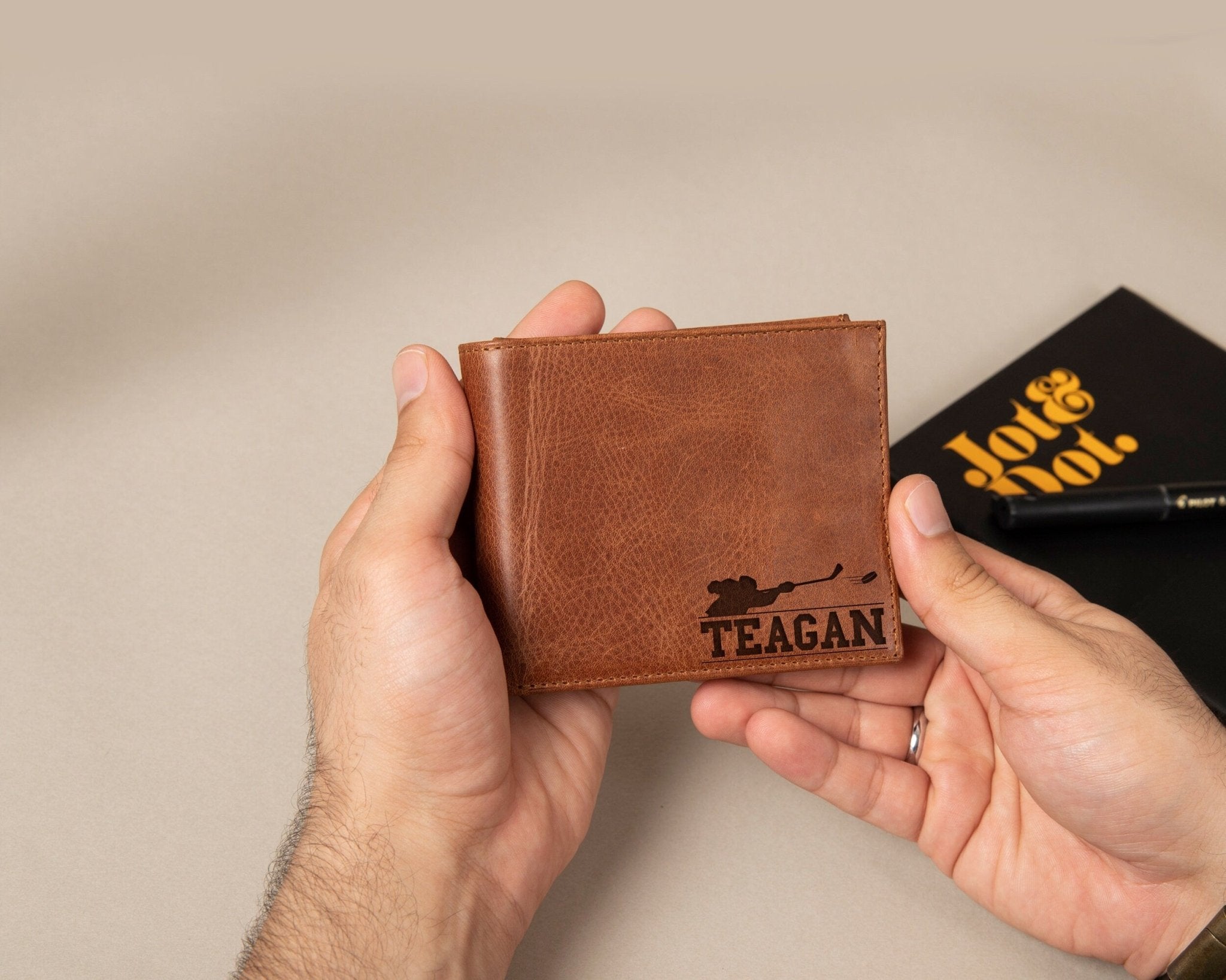Hockey Wallet • Full - Grain Leather ID Wallet • Customized Gift - The Lush Gifts - Hockey Wallet • Full - Grain Leather ID Wallet • Customized Gift - The Lush Gifts - The Lush Gifts - Hockey Wallet, Personalized Gift for Hockey Player, - Customized Leather Gift - Personalized Leather Gift High-Quality Leather Wallets for Hockey Fans - Quality & Durability