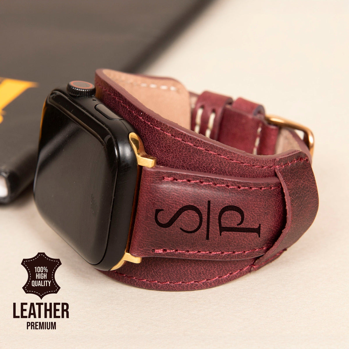 Beautiful handmade Watchband for Apple Watch Apple Watch Band #2 — Honey Brown Leather, Handmade with  main image 3