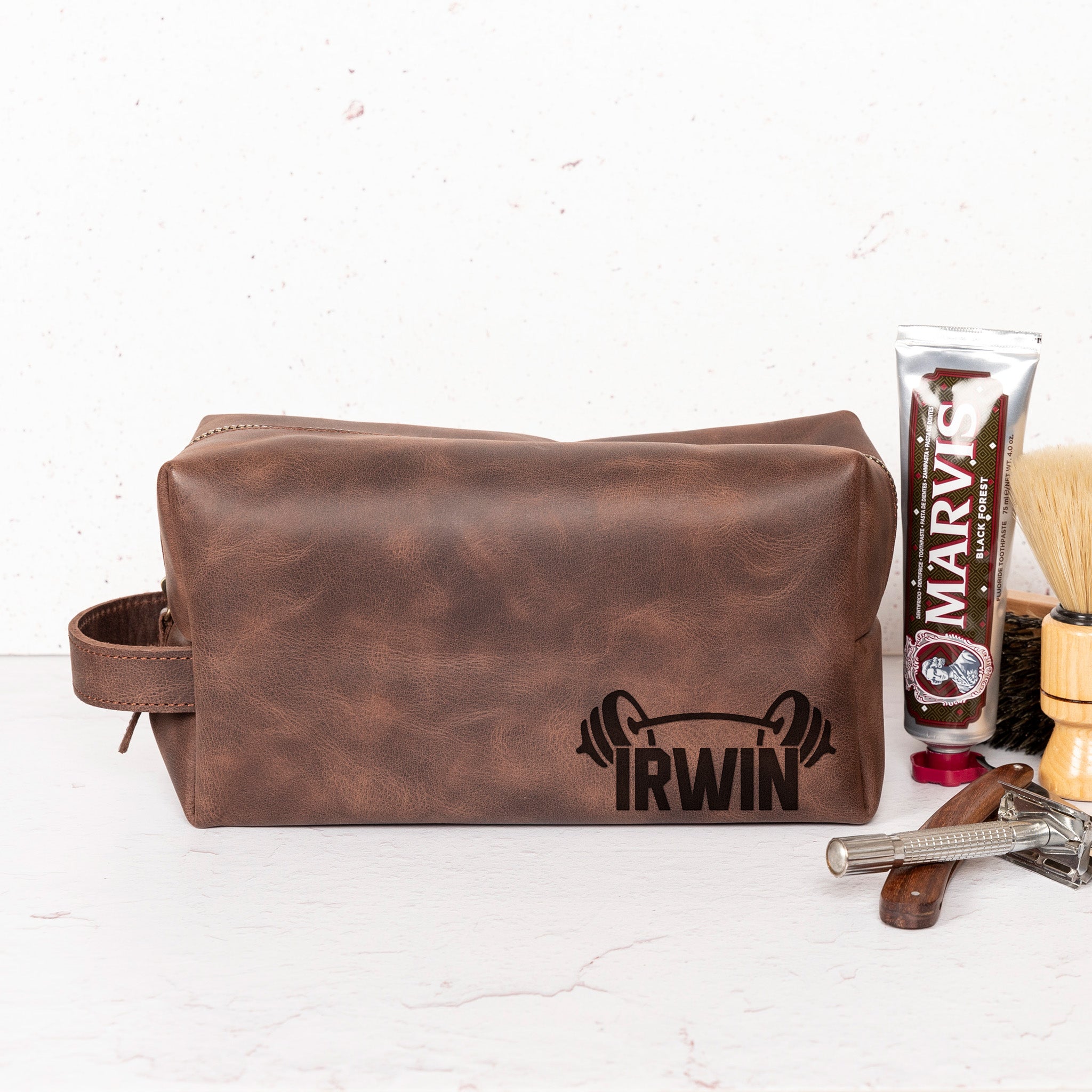 Gym Themed Dopp Kit • Leather Toiletry Bag • Custom Gift - The Lush Gifts - Gym Themed Dopp Kit • Leather Toiletry Bag • Custom Gift - The Lush Gifts - The Lush Gifts - Gym Themed Dopp Kit • Leather Toiletry Bag • Custom Gift - Customized Leather Gift - Personalized Leather Gift