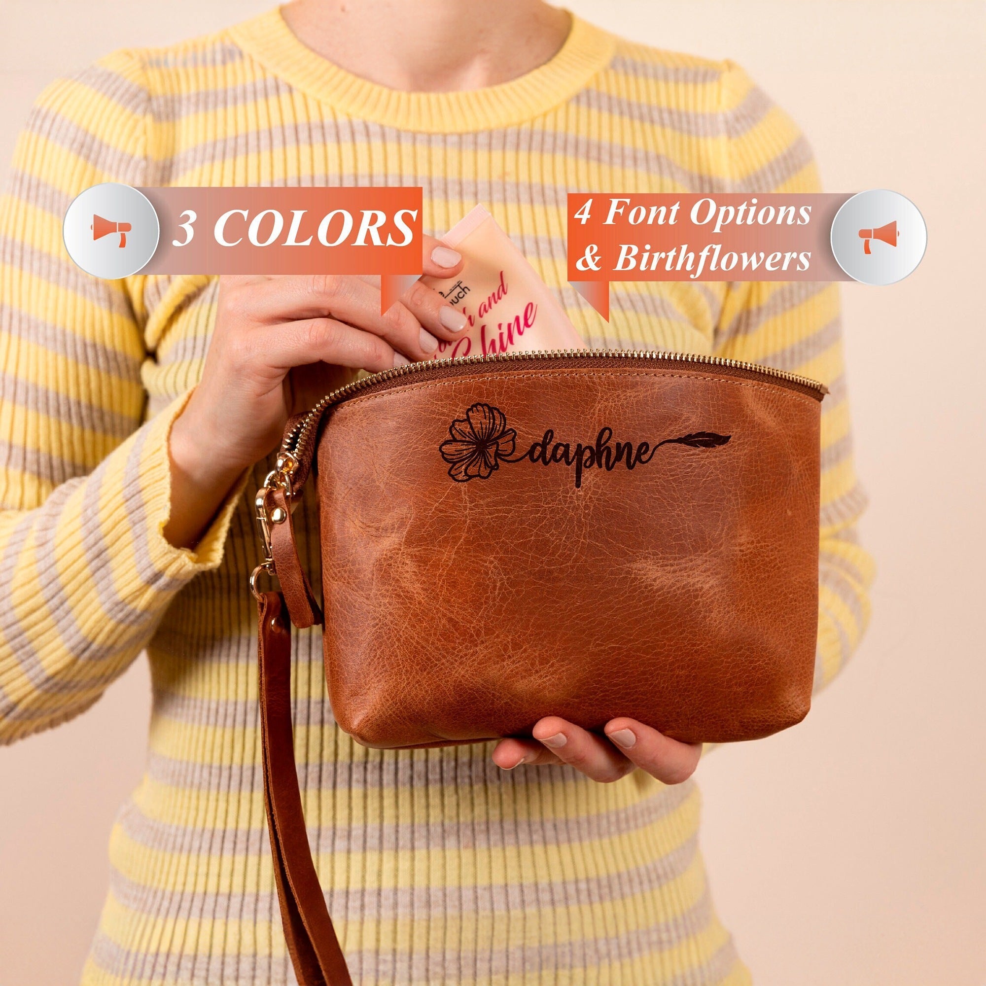 Leather Makeup Bag • Personalized Women Cosmetic Bag - The Lush Gifts - Leather Makeup Bag • Personalized Women Cosmetic Bag - The Lush Gifts - The Lush Gifts - Leather Makeup Bag • Personalized Women Cosmetic Bag - Customized Leather Gift - Personalized Leather Gift