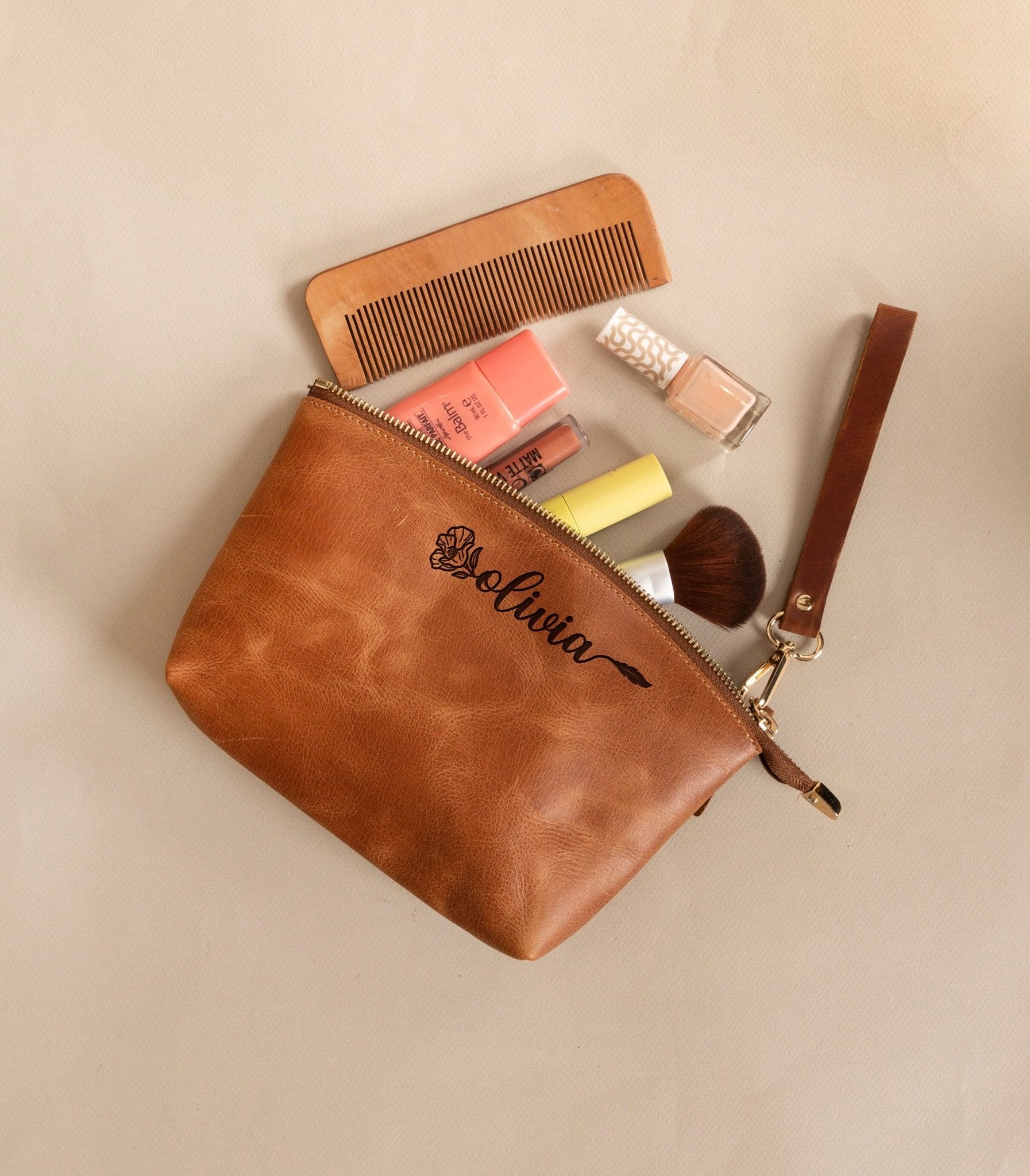 Leather Makeup Bag • Personalized Women Cosmetic Bag - The Lush Gifts - Leather Makeup Bag • Personalized Women Cosmetic Bag - The Lush Gifts - The Lush Gifts - Leather Makeup Bag. Personalized Women Cosmetic Bag, Leather Accessories Pouch for Her, Custom Cosmetic Bag for Wife, Birthday Gift Mother - Customized Leather Gift - Personalized Leather Gift