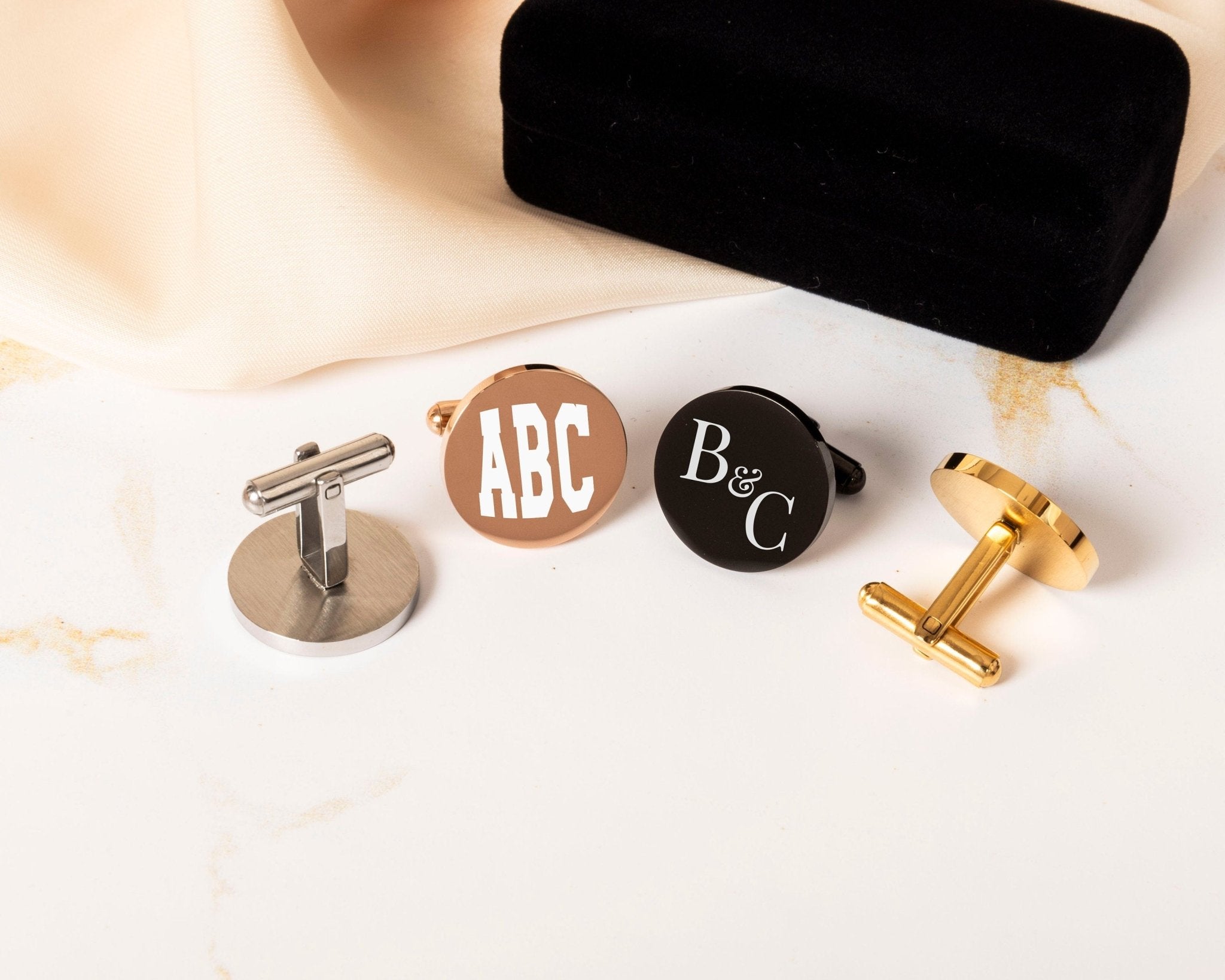 Personalized Cuff Links • Custom Cufflink Gift For Stylish Men - The Lush Gifts - Personalized Cuff Links • Custom Cufflink Gift For Stylish Men - The Lush Gifts - The Lush Gifts - Custom Cuff Links, Personalized cufflinks for groomsmen, Father of Bride Gift, Bestman Gift idea, Gift for Groom, Thank you Wedding Gift - Customized Leather Gift - Personalized Leather Gift